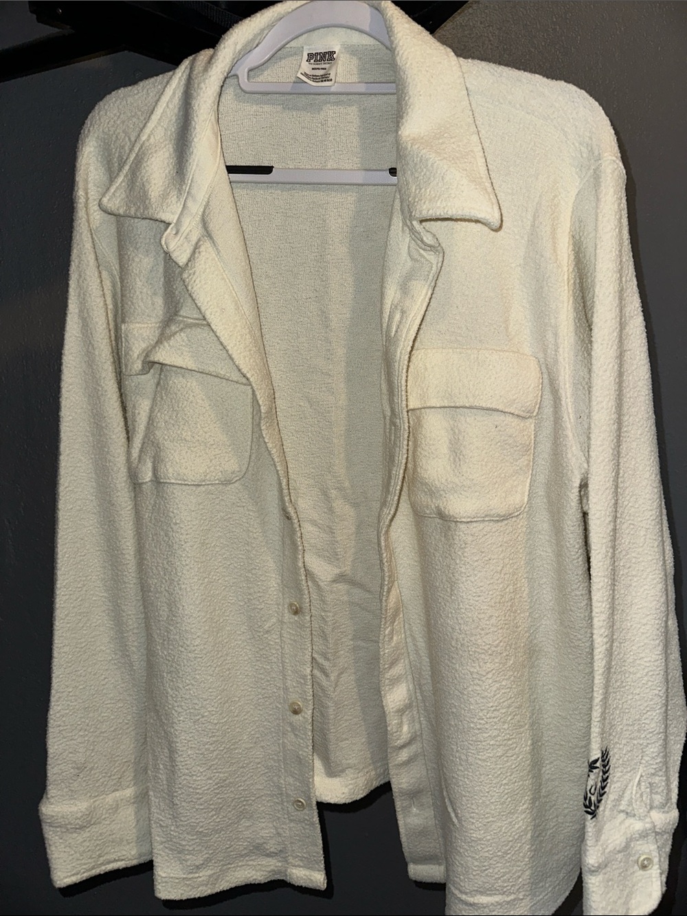 PINK Victoria's Secret Cream Sherpa Button-Up Jacket